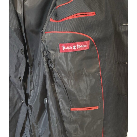 Public Notices Men’s Black Striped Blazer Jacket Size M | 3 Button Double Vent - Picture 5 of 8